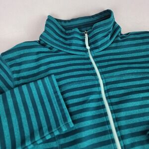Columbia Sportswear Green Striped Half Zip Shirt Activewear Women's L Hiking